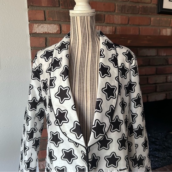 Anthropologie Hutch Oversized Shantung Star Print Blazer in Black & White Sz S - Picture 3 of 9